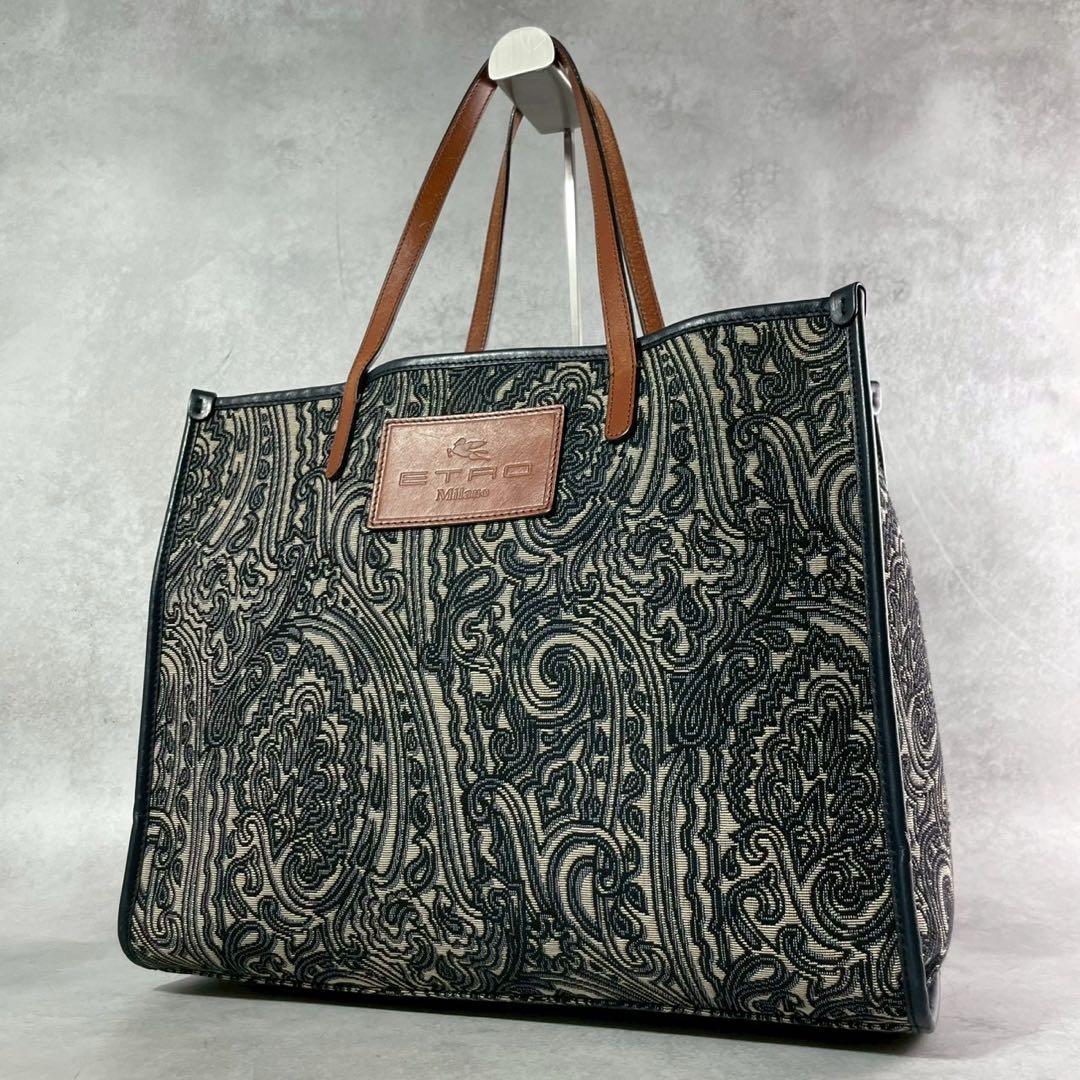 ETRO エトロ　トートバッグ　ペイズリー　総柄　レザートートバッグ ETRO（エトロ） トートバッグ ハンドバッグ レザー ペイズリー柄 総柄