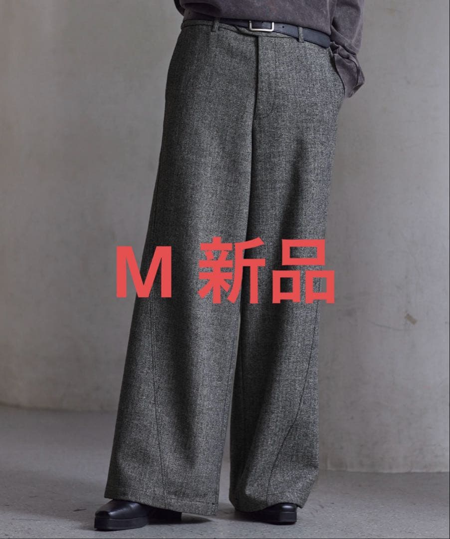 clel ウールブレンド ヘリンボーンツイード3Dパンツ M グレー - メルカリ
