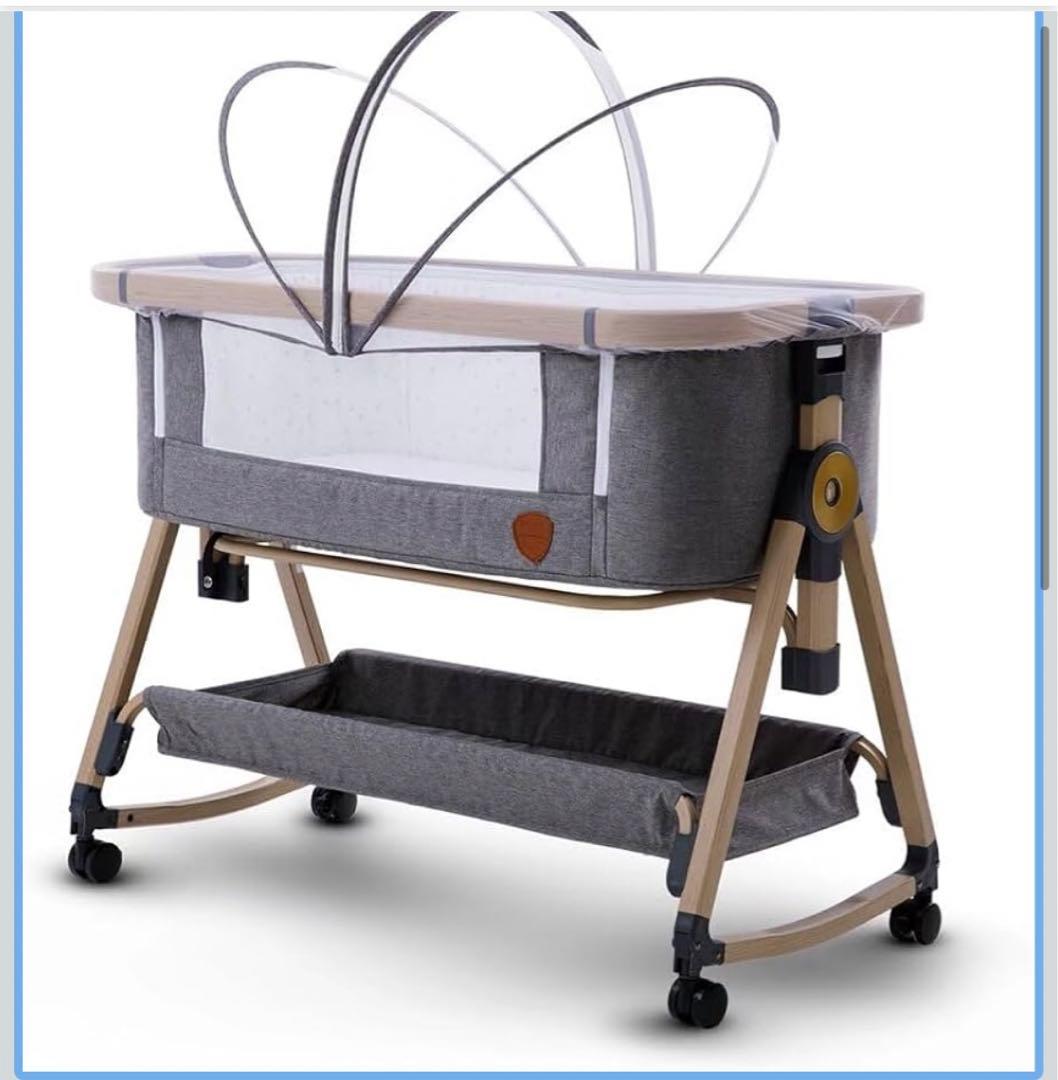 値下！【美品】HZDMJ 折りたたみ式ベビーベッド グレー 2022年購入 hzdmj ベビーベッド 折りたたみ 添い寝ベッド 揺りかご 赤ちゃん 高さ