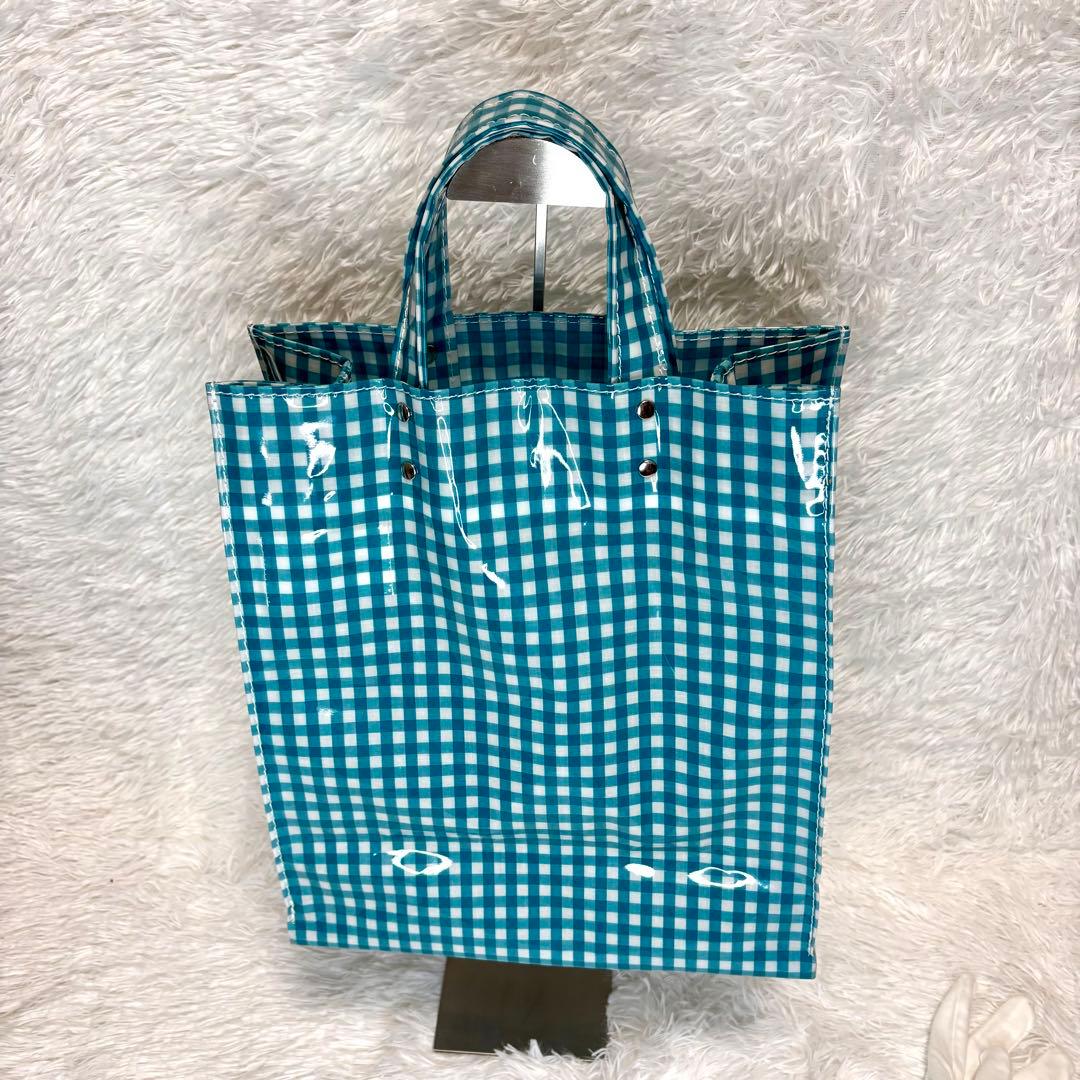 未使用品 TEMBEA バケットトートバッグ ギンガムチェック ブルー