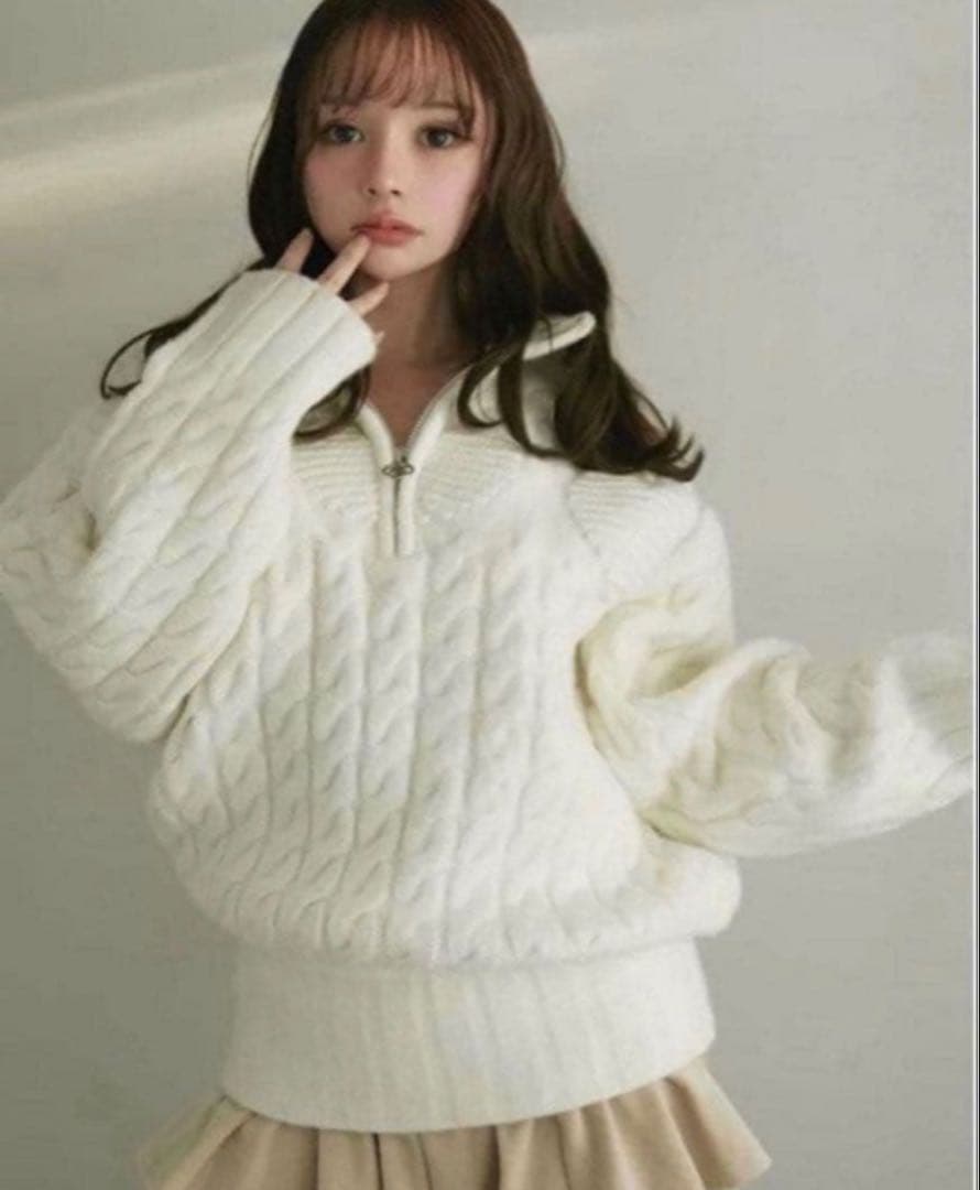 トップス andmary Heart loose knit ANDMARY POPUP STORE Heart loose knit color gray/white ¥13200-tax