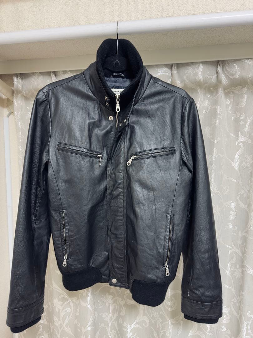 SAINT LAURENT ブラックレザージャケット 40 中古・古着通販】Saint Laurent Paris (サンローランパリ) ライダース
