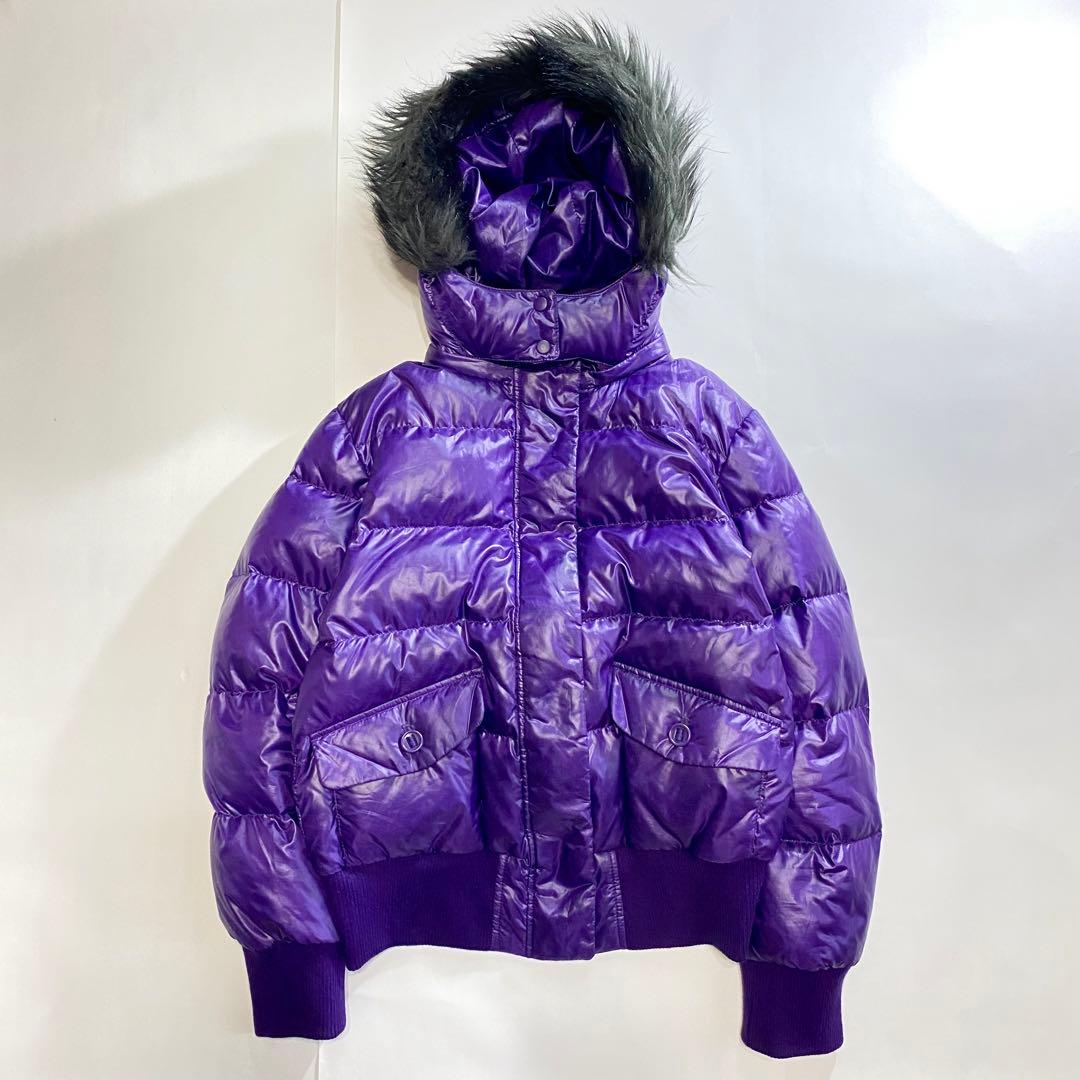 Y2K Uniqlo ユニクロ ファー ダウン パープル opium 短丈 光沢 - メルカリ