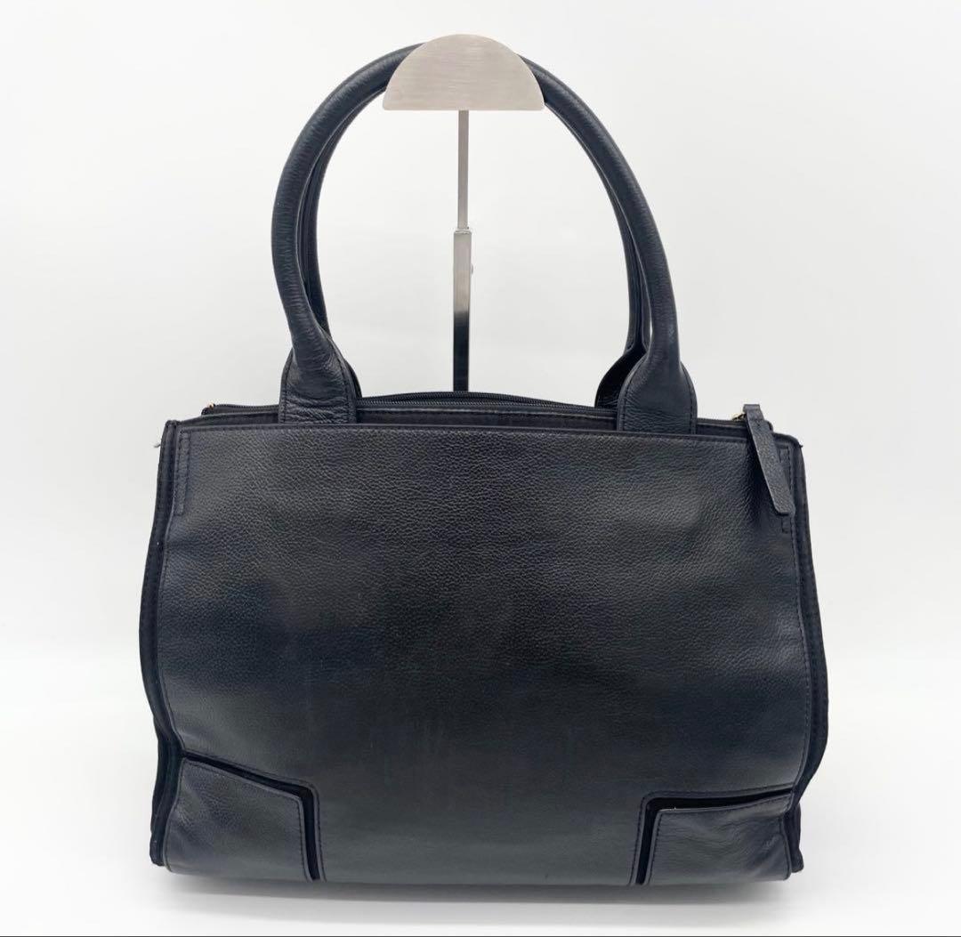 美品】トリーバーチ レザー トートバッグ エラ エンボス ブラック A4可