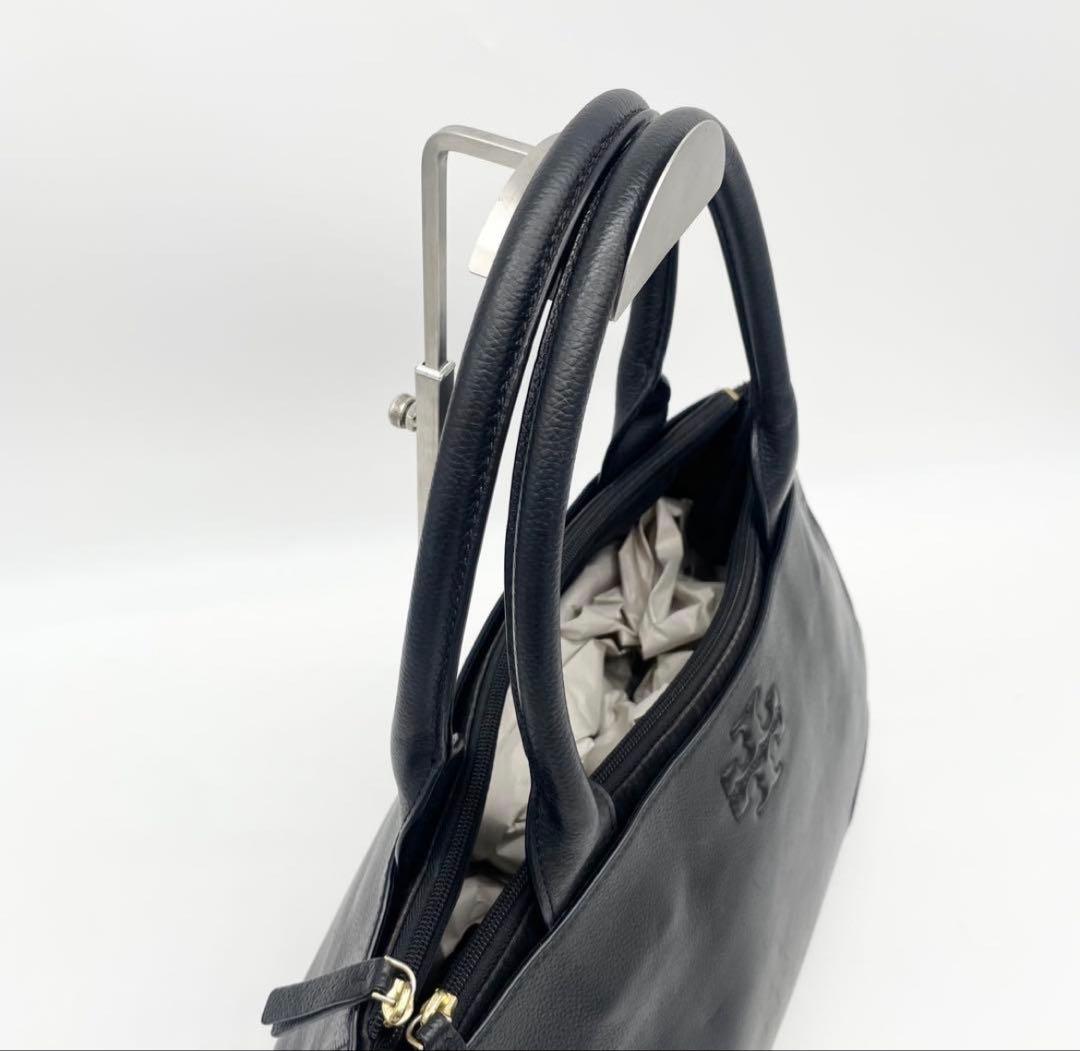 美品】トリーバーチ レザー トートバッグ エラ エンボス ブラック A4可