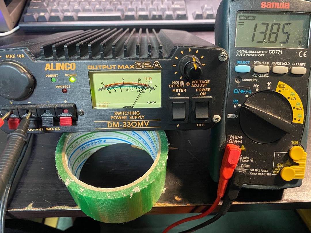 アルインコ　DM-33OMV　MAX32A DM-330MV AC100V→DC 13.8V/MAX32A 直流安定化電源 1個 アルインコ