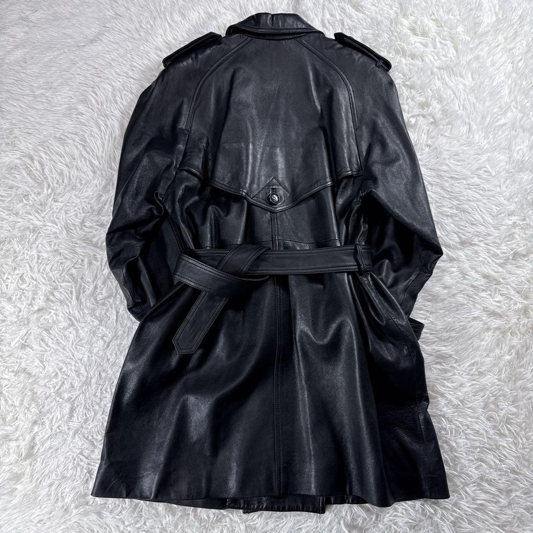 ヴィンテージ】イタリア製レザー 羊革 レザートレンチコート ベルト