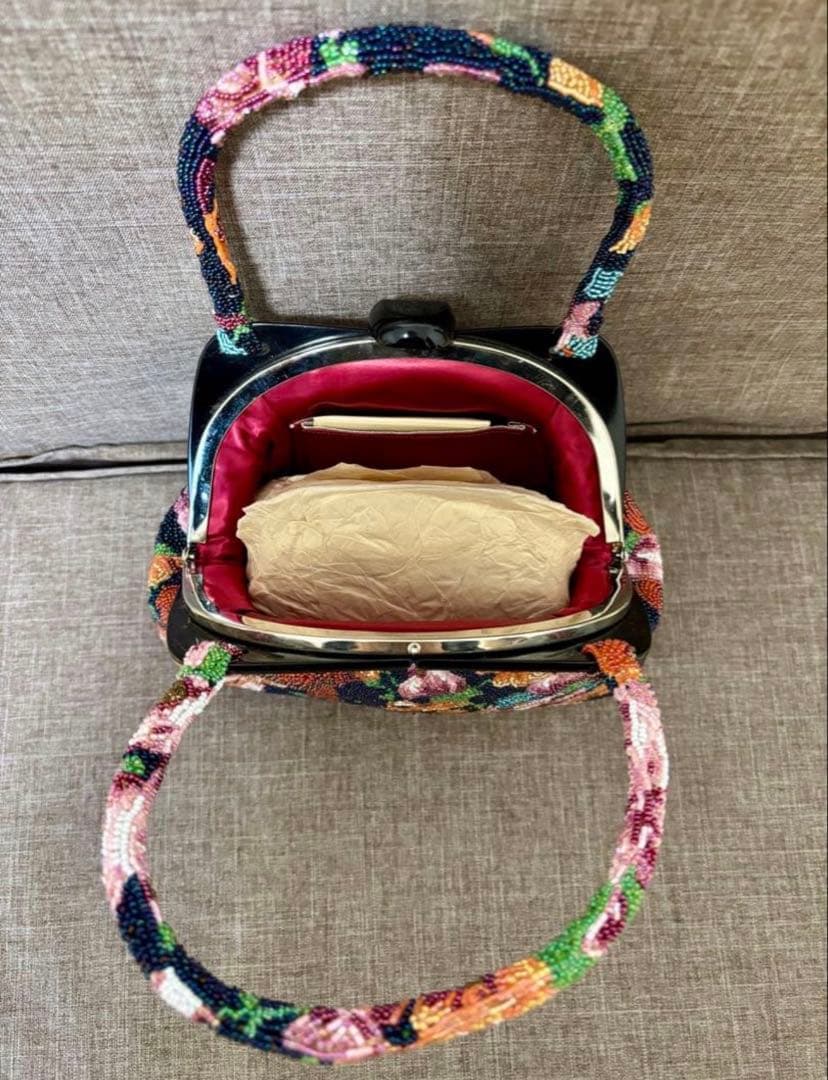 皇室御用達 Lumy はしもと 花柄刺繍 ビーズバッグ 和装 パーティー