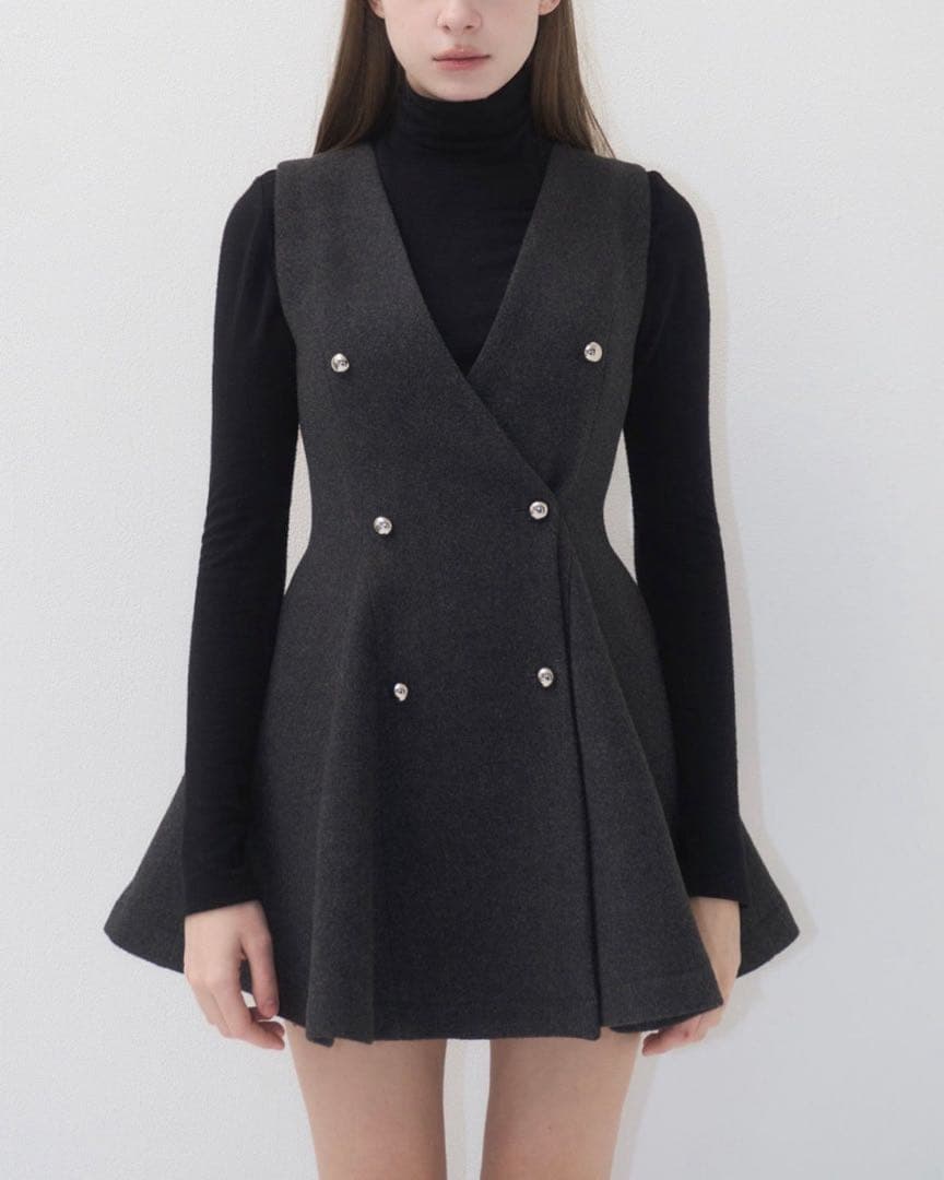 yilon CLASSIC GILET DRESS CHARCOAL GRAY - メルカリ