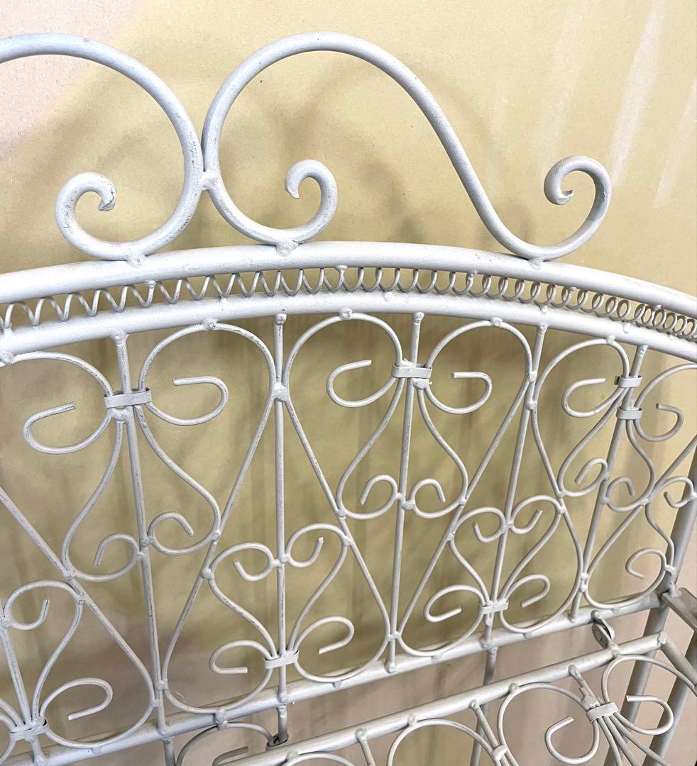 アンティーク風 プランターラック 鉢ラック 折りたたみ アイボリー系