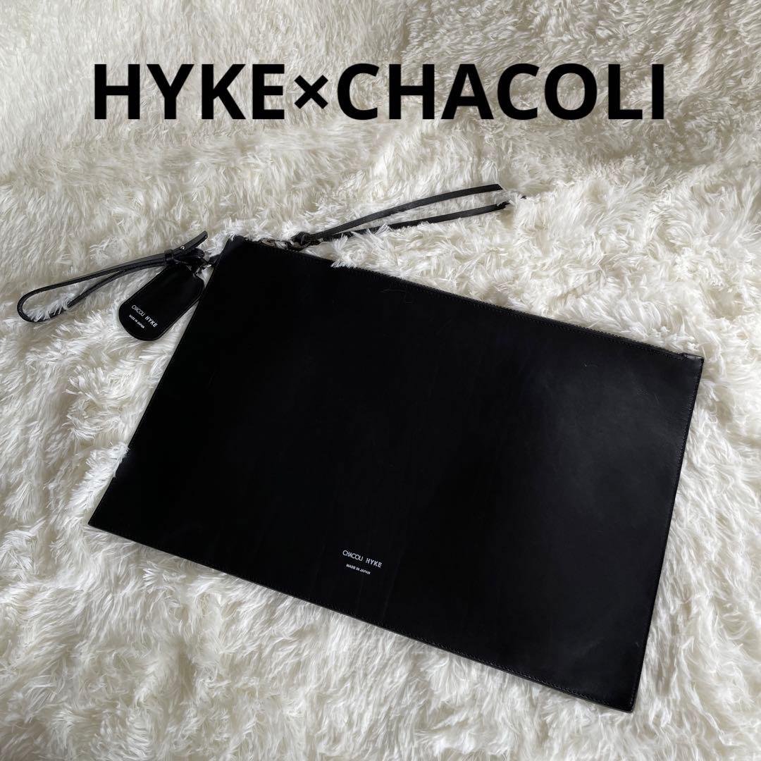 レア　HYKE×CHACOLI フラットポーチ　ラージ　上質　レザー＆キーケース top.jpg