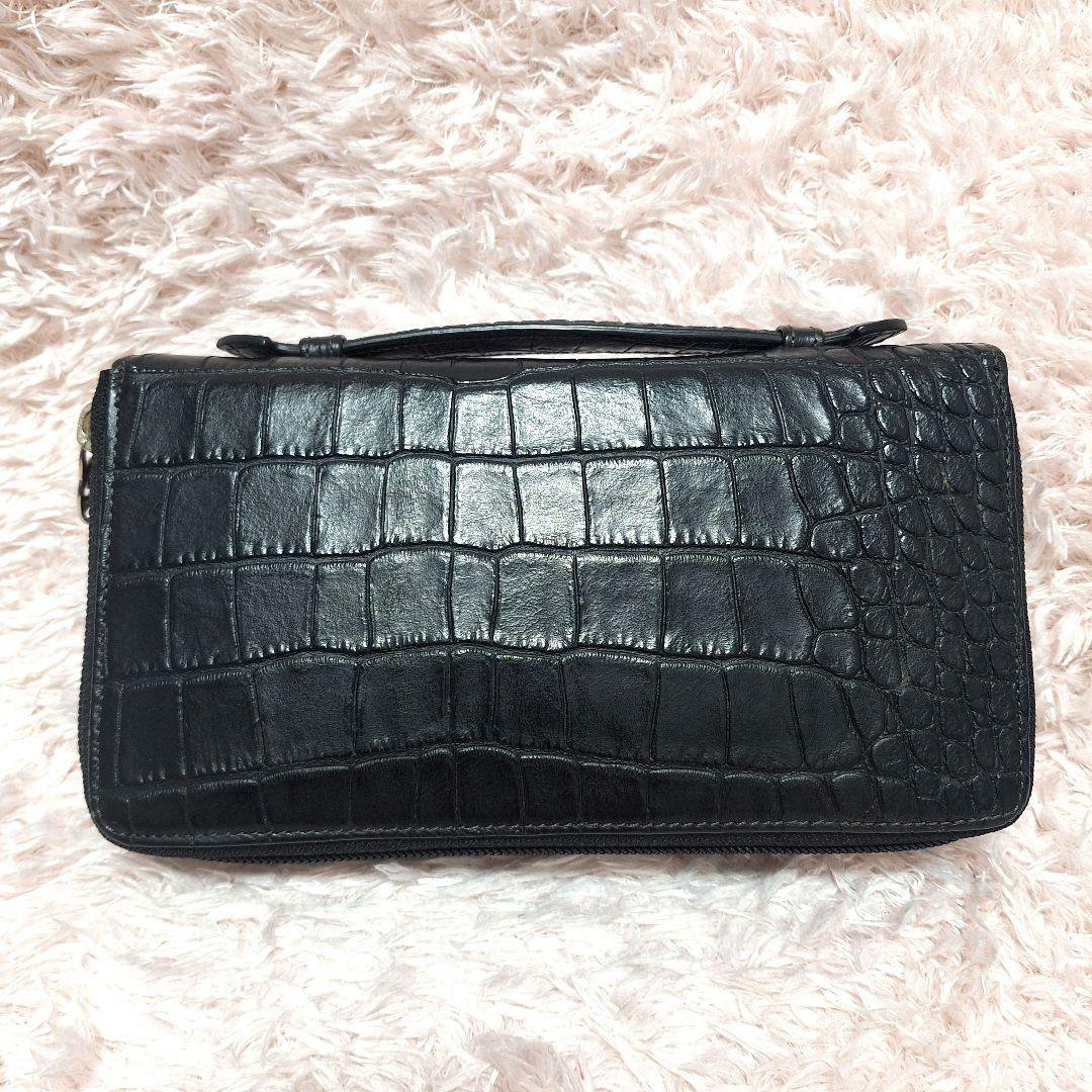 CASTELBAJAC 型押し クロコ 長財布 ダブルジップ オーガナイザー