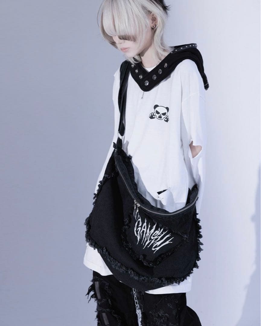 Gamchu【ガムチュ】半壊卍壊デニムsetupショルダーバッグ/ブラック