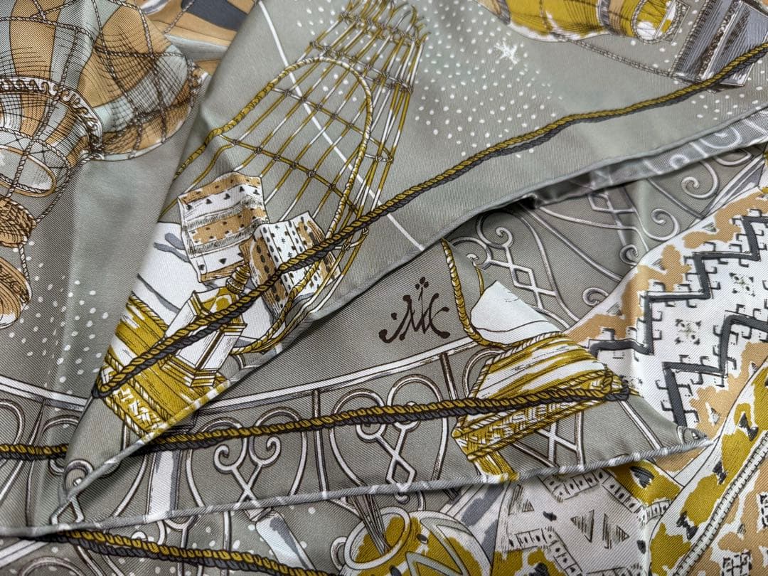 セオリーリュクス manipuri バルーン シルクスカーフ グレーマルチ