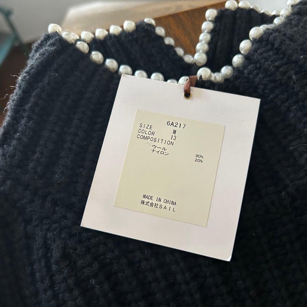 セブンテン♡ VERY別注 ネックパールタートルニット トップス 黒