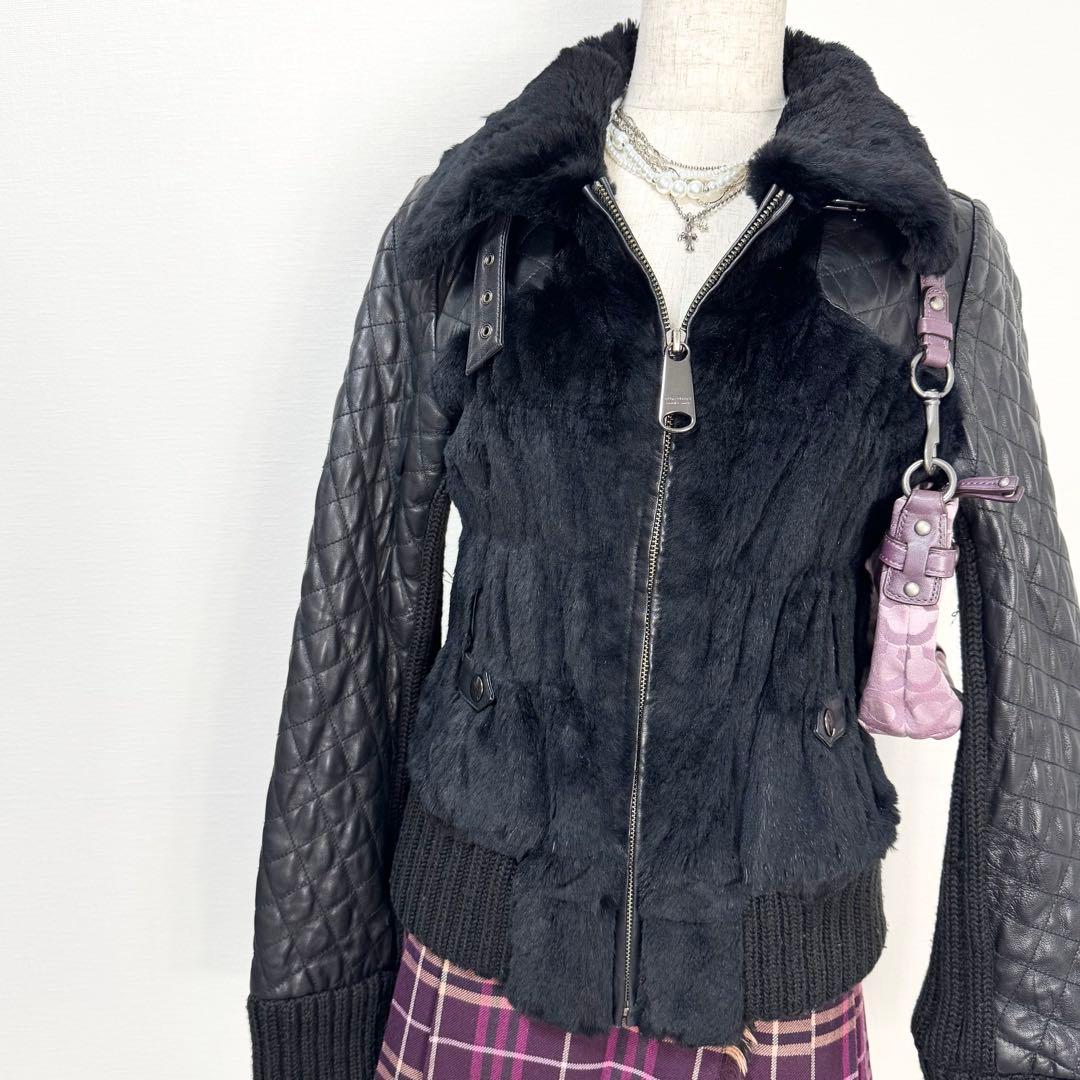 y2k❤️ BURBERRY BLUE LABEL 異素材 ドッキングジャケット 超希少 バーバリーブルーレーベル デニムジャケットノバチェック 金