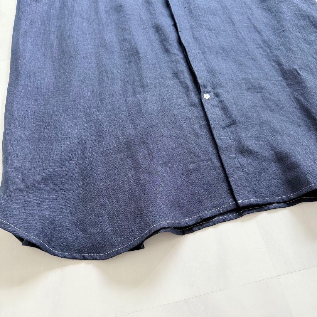 nume ヌメ リネンダブルガーゼシャツワンピース ネイビー 3