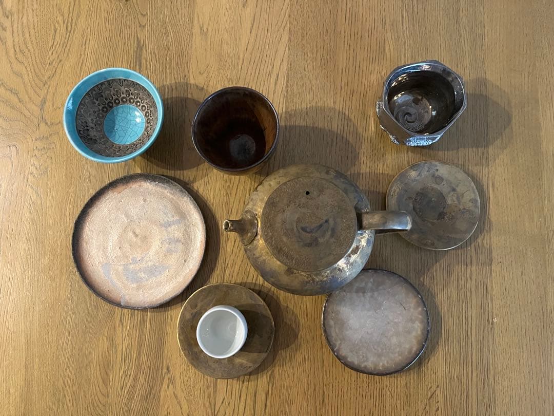 yamamoto作家　皿　急須　茶器　中国茶　セット　藤岡貢　豆皿　花