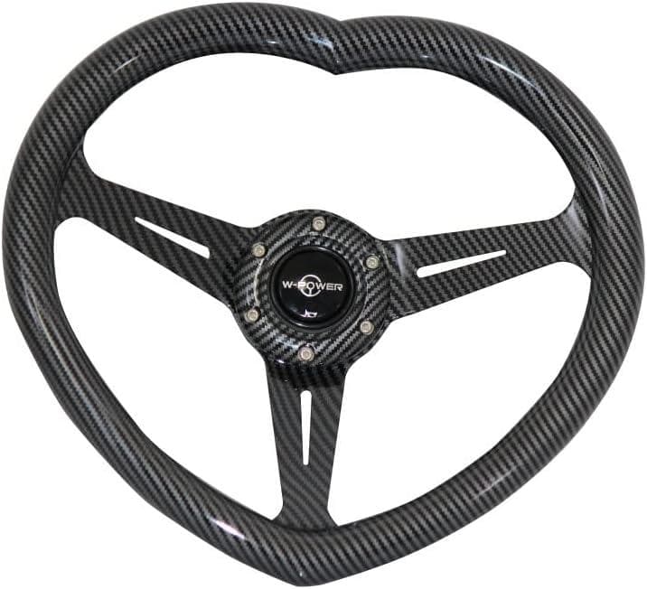 大特価 自動車用 ハンドル ハート型 ステアリングホイール カーボン調 ブラック 自動車用 ハンドル ハート型 ステアリングホイール カーボン調