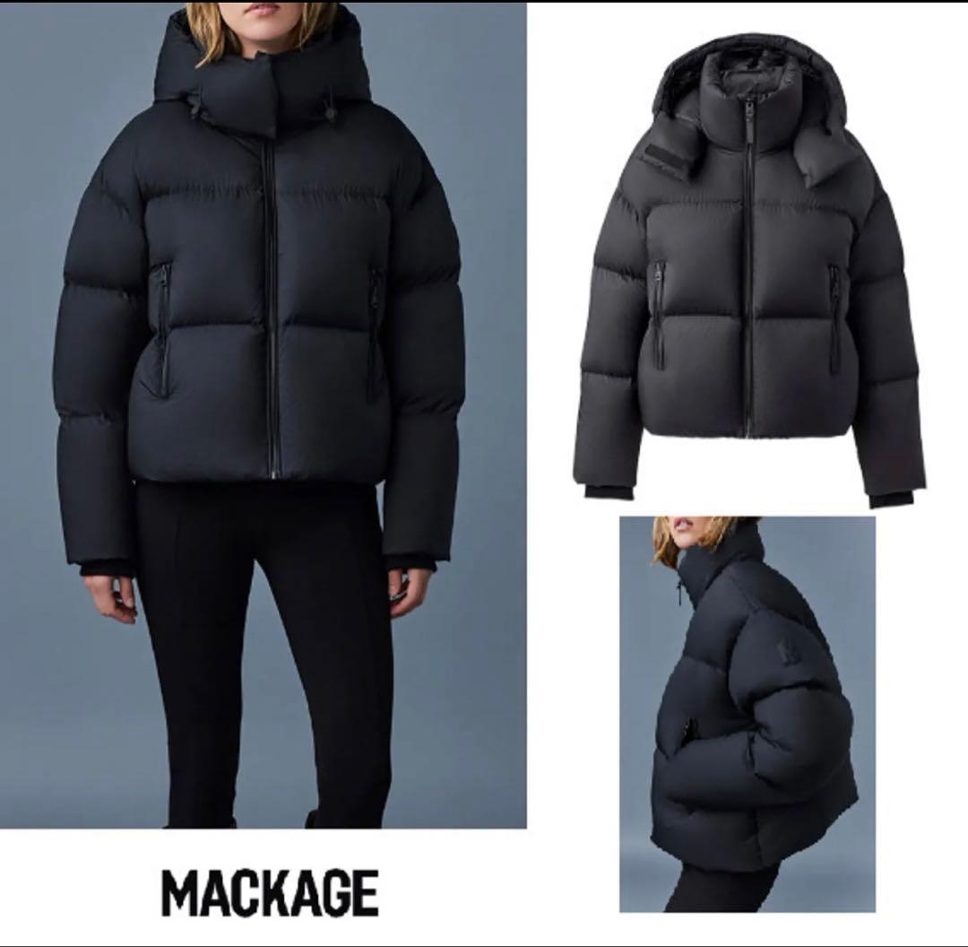 【MACKAGE】TESSY フード付きショートダウンコートxxsサイズブラック Farren, Agile-360 down coat with removable hood for ladies