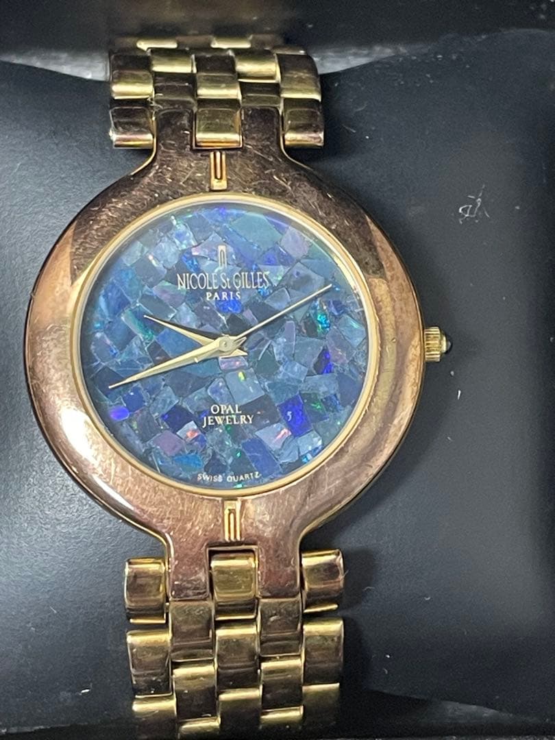 美品Nicole St Gilles PARIS 天然モザイクオパール腕時計 - メルカリ