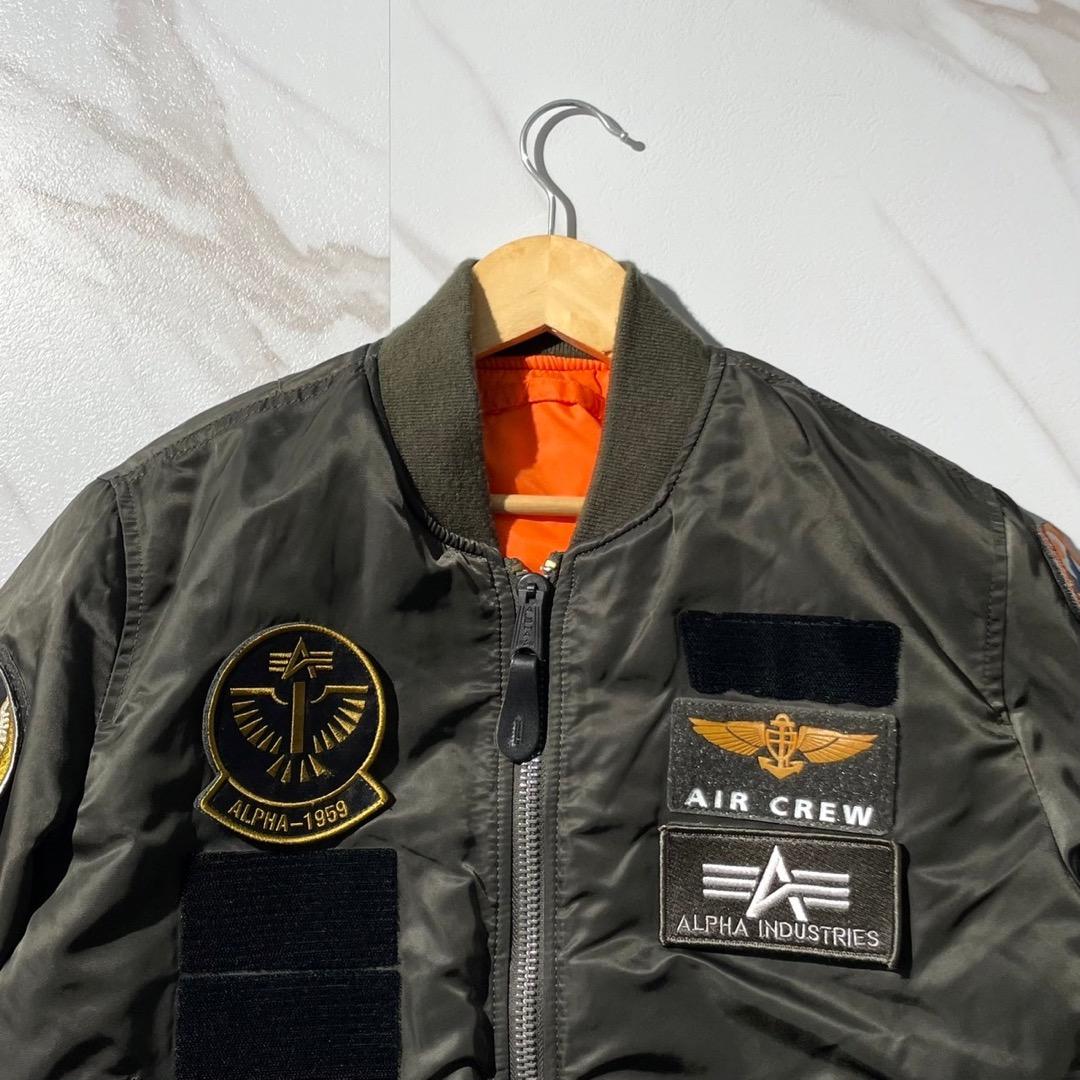 美品・希少◎ 90's アルファ MA-1 ワッペン エンボス バックロゴ