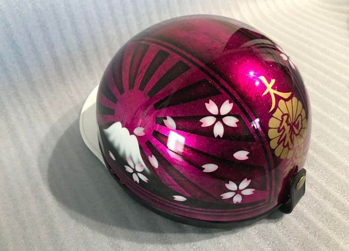 ラメ 富士日章 コルク半 ヘルメット 桜吹雪 - メルカリ
