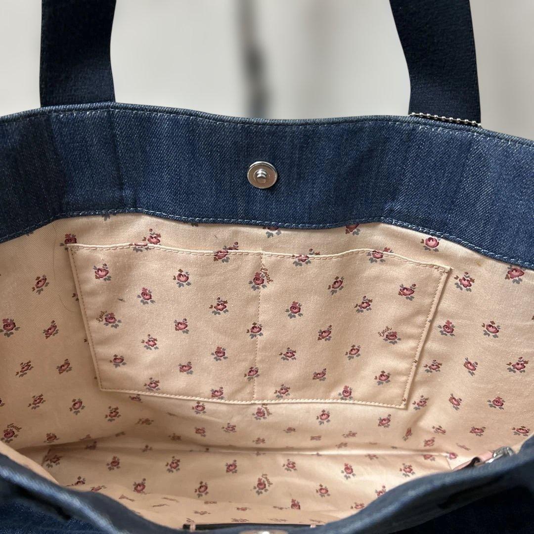 美品】コーチ キャンバス デニムトートバッグ デニム 馬車ロゴ A4収納