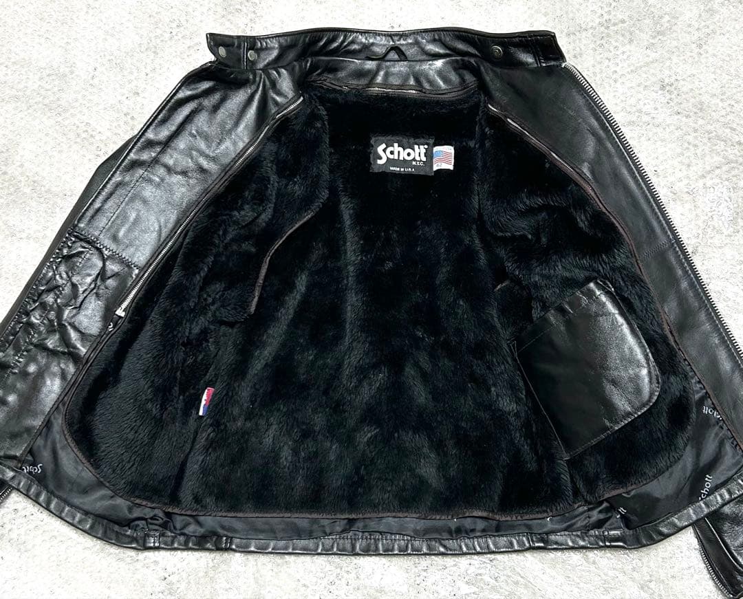 ③schott【42】641ライナー付 米国製◇革ジャンninjaハーレーgpz