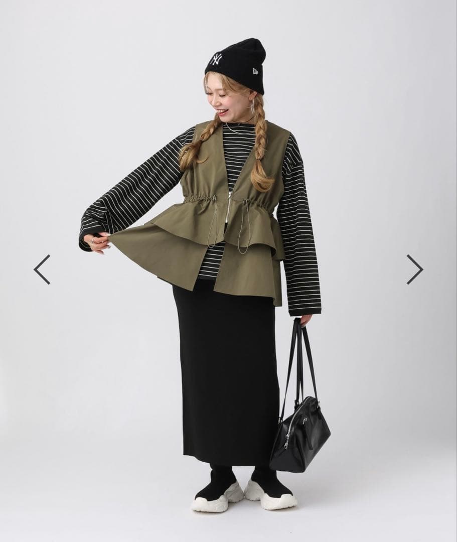 新品未開封】LEPSIM ゆきは ギャザー2WAYベスト カーキ - メルカリ