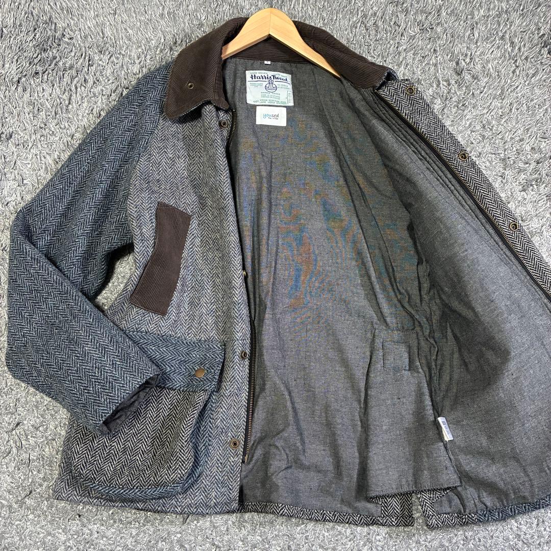 【美品】ユーズド×ハリスツイード パッチワークジャケット BEDALE再構築 1 YOUSED (ユーズド) [ HARRIS TWEED COUNTRY JACKET ] リメイク ハリス