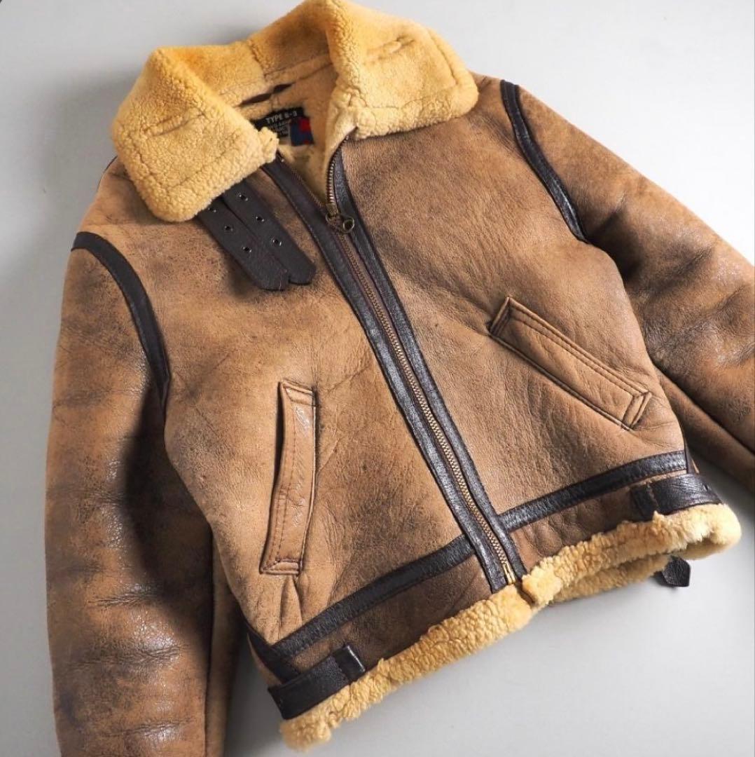 【SCHOTT サイズ42】B-3 ムートンジャケット USA製希少 Schott Type B3 (B-3) Flight Mouton Leather Jacket Size 42 Made in