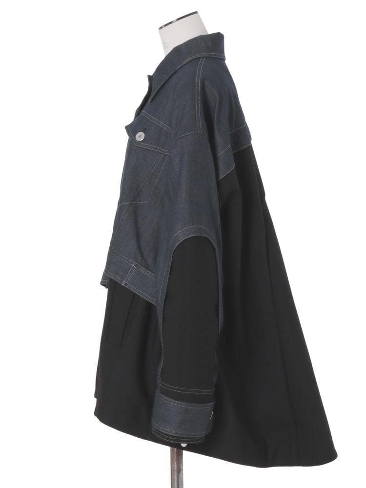 未使用タグ付き】UN3D. デニムディテール ドッキングテントコート 36
