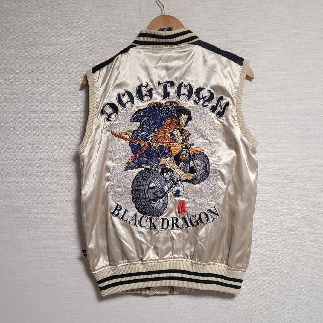 ドッグタウン 黒龍 スカジャン ベスト ロゴ 刺繍 M 希少 DOG TOWN