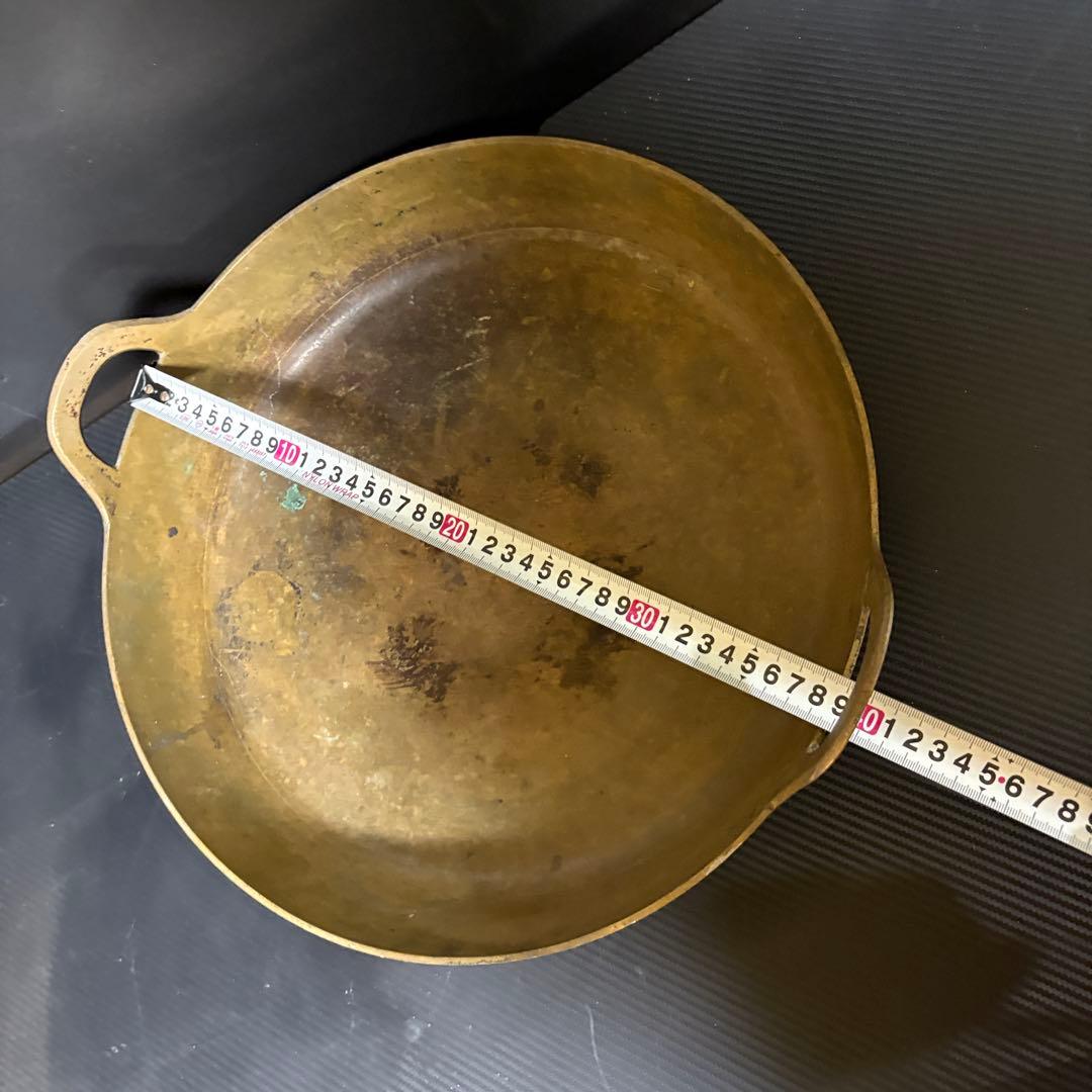 希少レア 仁悟 砲金鍋 銅鍋 39cm 平鍋 天ぷら鍋 日本料理 両手鍋