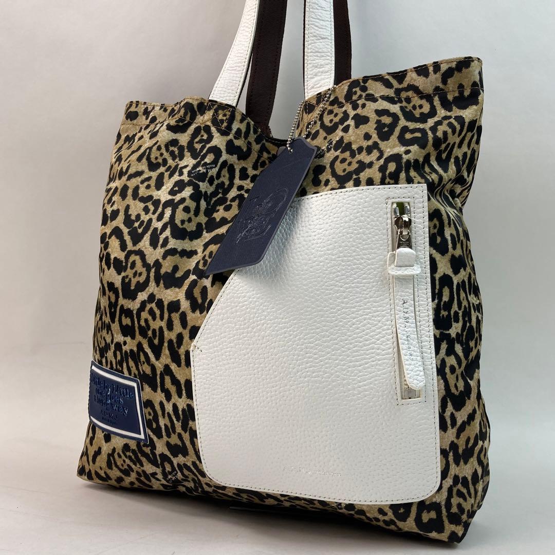 【極美品・A4可】ADMJ トートバッグ レオパード レザー ナイロン チャーム A.D.M.J（エーディーエムジェイ） クーポン対象外 ADMJ バッグ