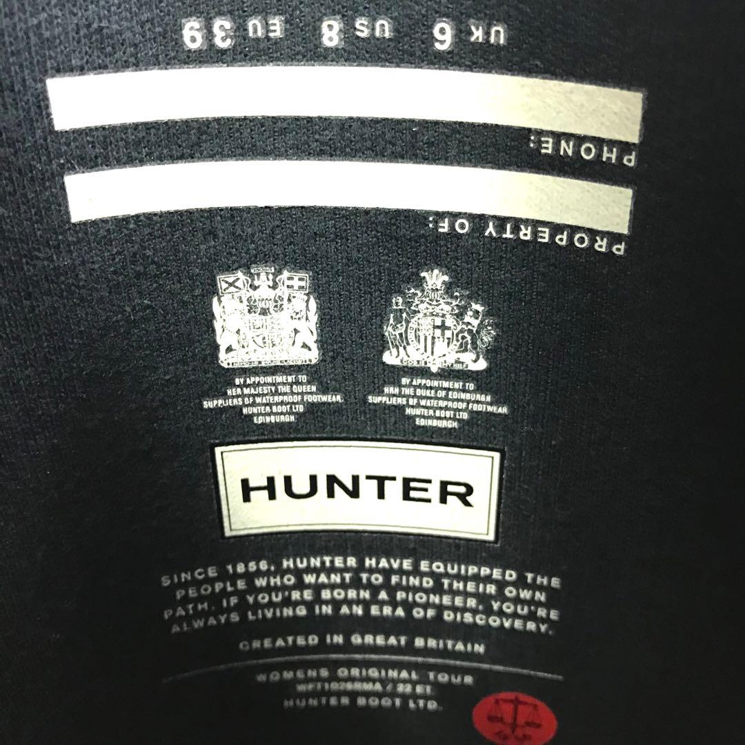 美品 ハンター レインブーツ バックル付き UK6 24.5cm ブラック 袋付