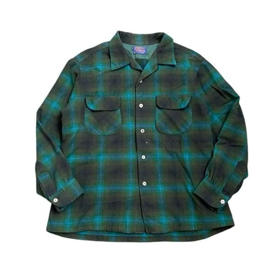 60s PENDLETON オンブレ ボードシャツ 60sペンドルトン ウールボードシャツ オンブレ 極上 L - 大きい