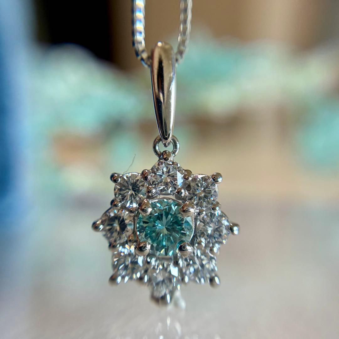 pt900 ブルーダイヤモンド 0.77ct ペンダントトップ - メルカリ