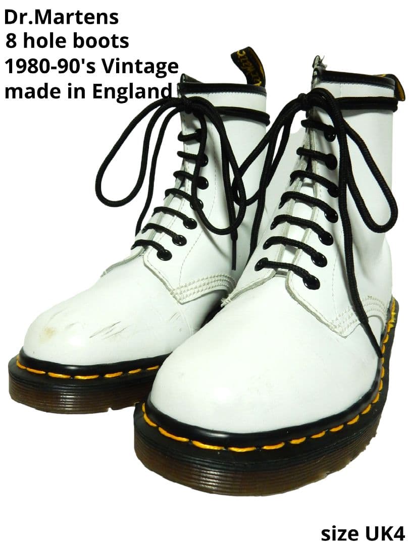 生産終了！イングランド製！ドクターマーチン8ホールUK4白ホワイト英国