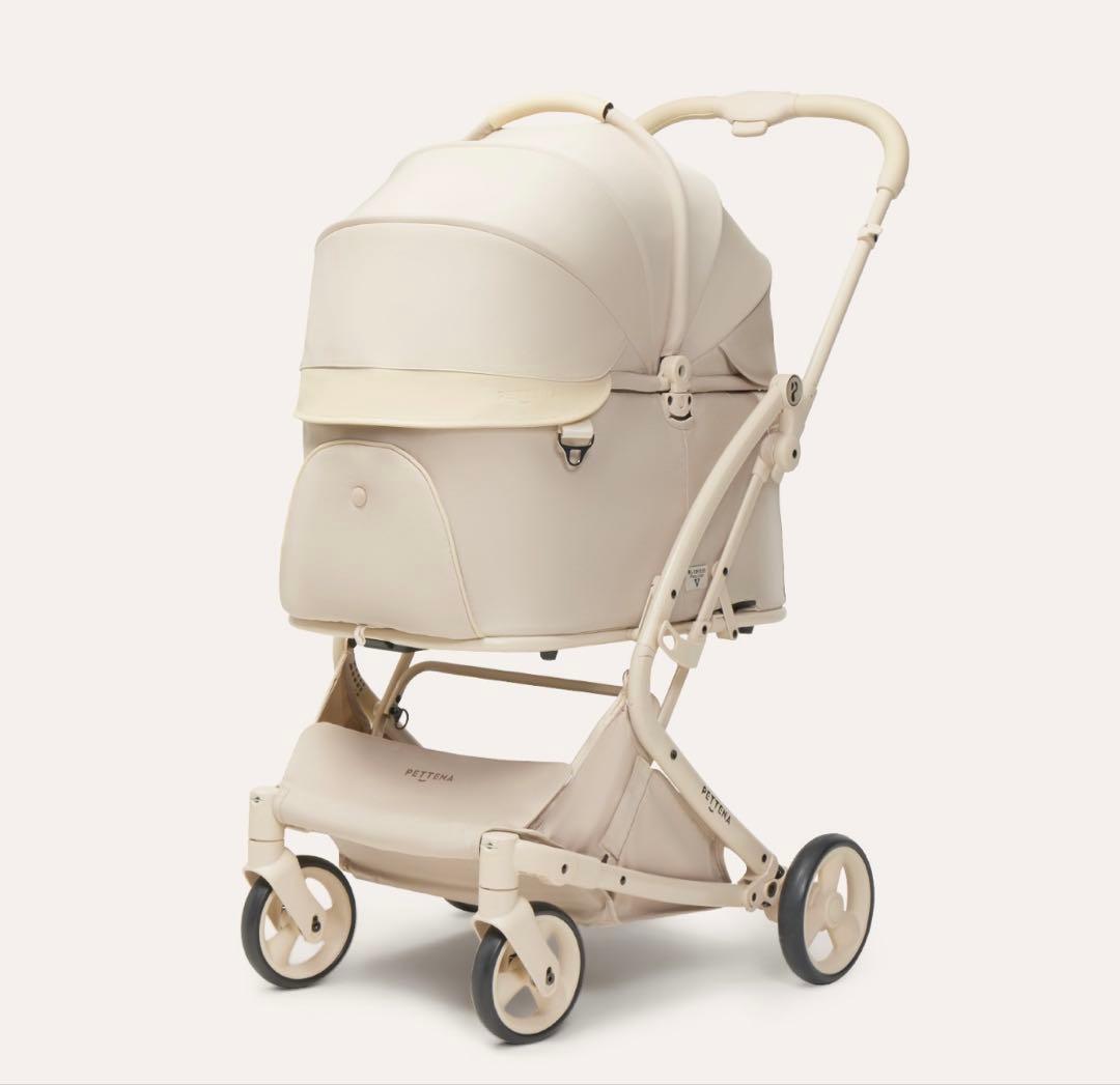 み*こ様 PETTENA MILOU ペットカート クリーム色 ペットカート MILOU｜ワンタッチでキャリーごと折りたたみ可能の軽量