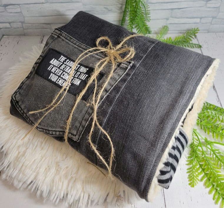 デニムリメイク] パッチワーク ブランケット Sサイズ №12 [1点限り