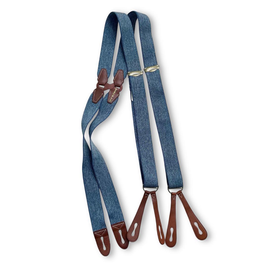 RRL ダブルアールエル サスペンダー ボタン式 レザー シルバー金具