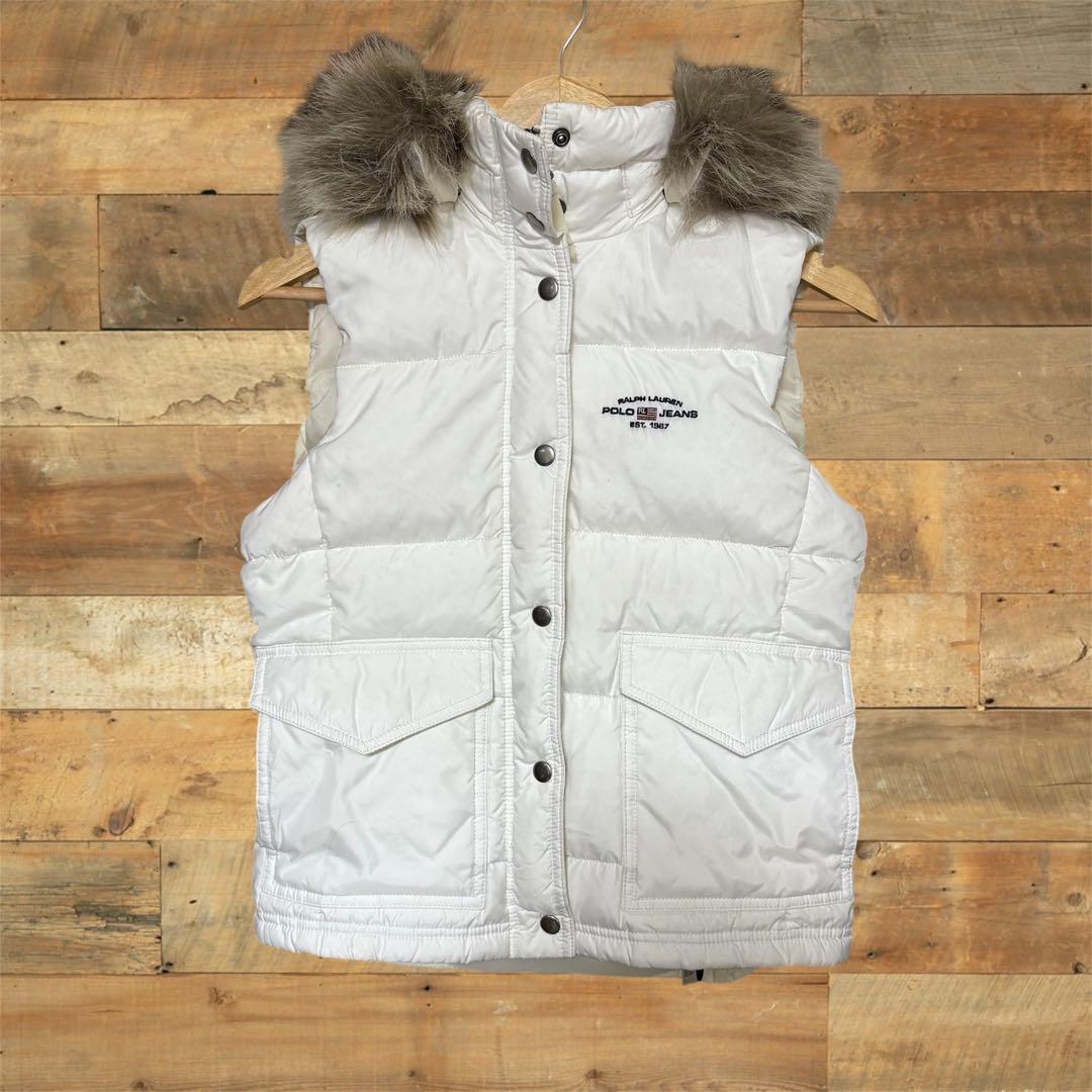 Polo Jeans Company ファー付きダウンベスト ホワイト 90s ttm-33848_001.jpg