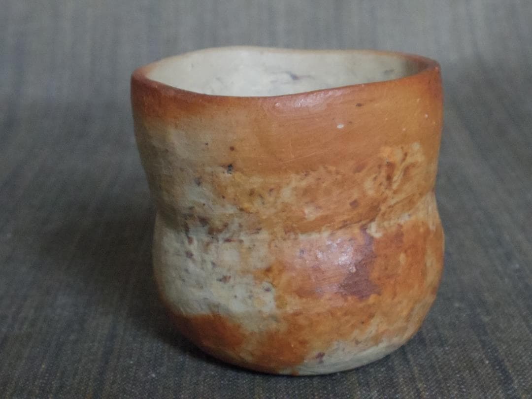 川端文男★備前《自然練り込み》ぐい呑み★共箱