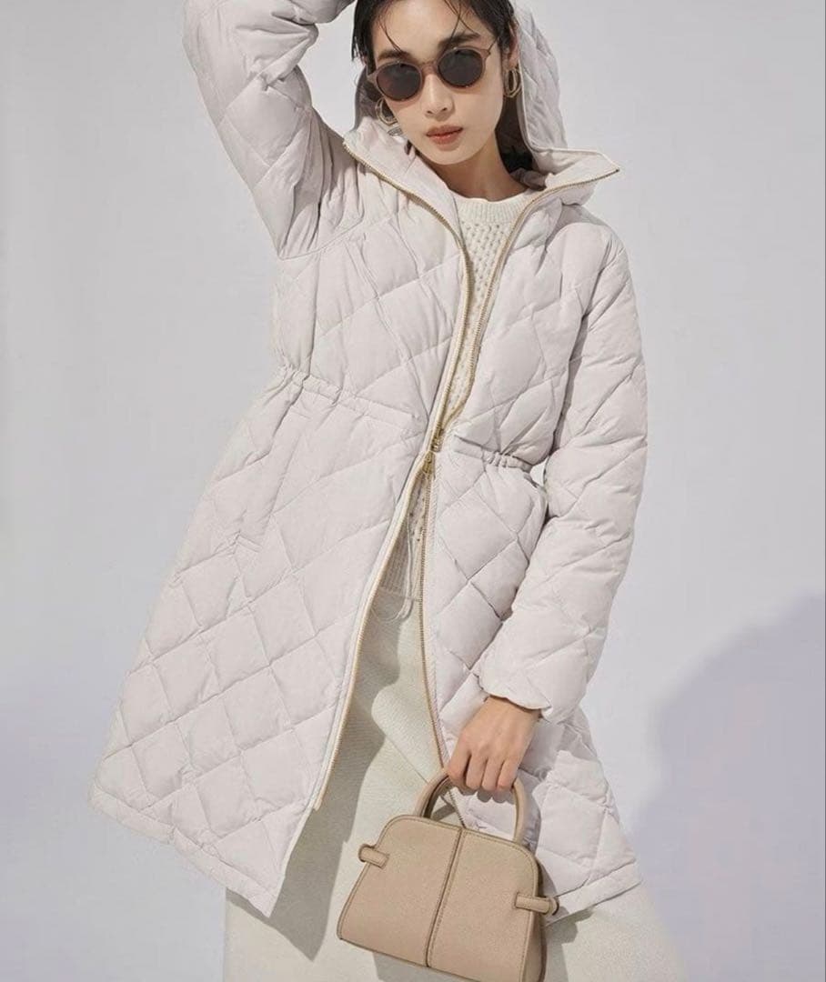 UNFILO TAION ホワイト キルティング ロングコート クリーニング済み