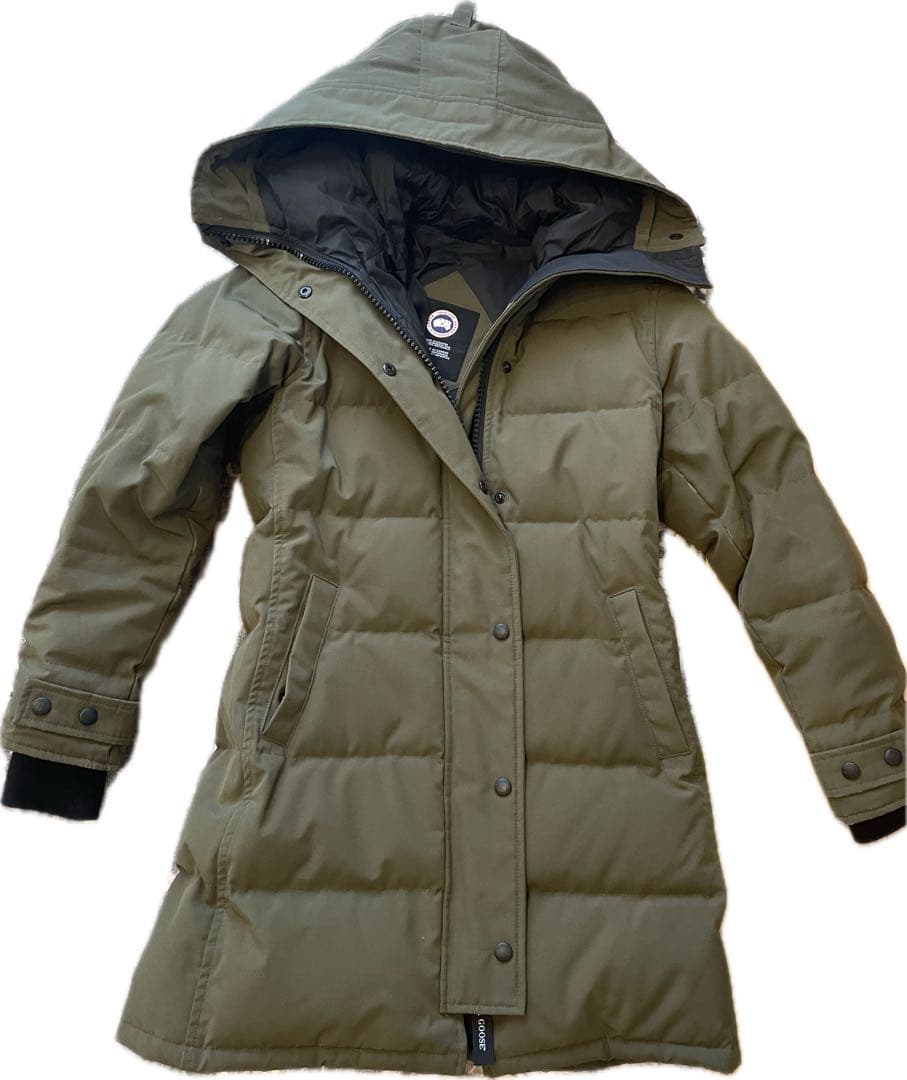 ☆良品☆カナダグースシェルバーンパーカ XS オリーブグリーンフード
