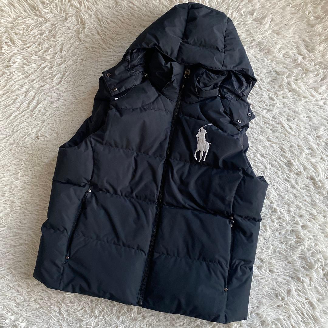 ポロラルフローレン ダウンベスト ビッグポニー ブラック XL - メルカリ