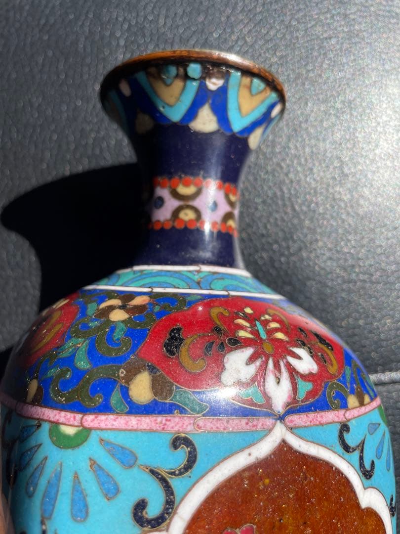 七宝焼花瓶，中国，清時代，骨董，インテリア，掐丝珐琅，明治，中国
