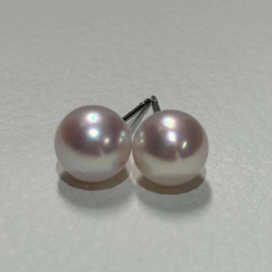 536 パールピアス　あこや真珠　8.2+8.3mm